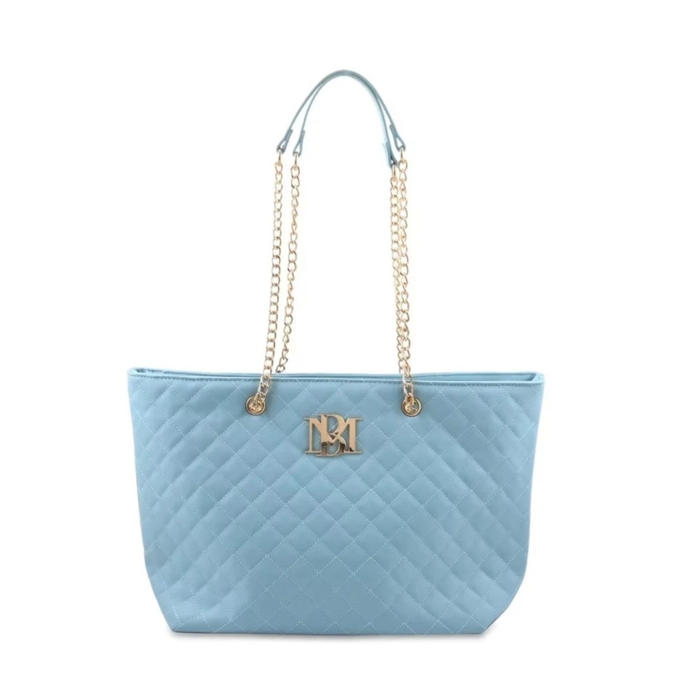 Badgley Mischka Sky Blue Quilted Large Tote, Chain‎ Straps, EASTER, spring, NWT